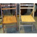 Two similar beech folding chairs. (2) (B.P. 21% + VAT)