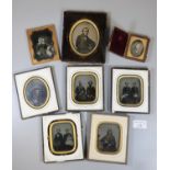 A collection of early photographic portrait prints, 19th Century, daguerreotype and ambrotypes,