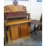 Victorian pine chiffonier together with a mahogany tripod table and a stained hardwood carved