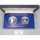 Republic of the Philippines 50-Piso and 25-Piso coin set, minted at the Franklin Mint. (B.P. 21% +