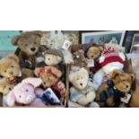 Two boxes of modern Boyds the Head Bean Collection and other similar teddy bears, approximately