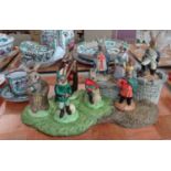 Group of Royal Doulton Bunnykins items; Robin Hood collection with base; 'Friar Tuck', 'Sherriff