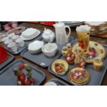 Three trays of china to include; a tray of Aynsley 'Orchard Gold' design items; pin trays, vases,