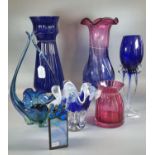 Collection of Mid-Century and other Art glass to include: Murano design basket, Murano design pink