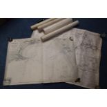 Box of Naval charts including : Closes Fishermans' Chart English Channel, Swansea etc. First World