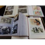 Postcards collection in five albums, early to modern cards, greetings, Royalty and humorous. (B.P.