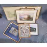 Collection of assorted watercolours, furnishing prints etc. Framed (7) (B.P. 21% + VAT)