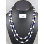 Freshwater pearl and lapis lazuli necklace (B.P. 21% + VAT)
