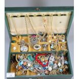 Jewellery box comprising vintage and other jewellery, to include: bracelets, necklaces, earrings,