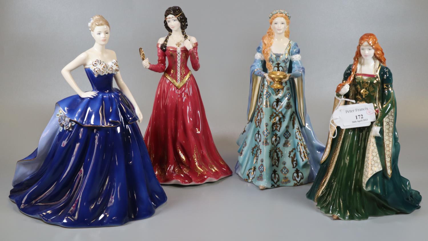 Coalport English fine bone china figurine 'The Jubilee Ball', together with three Royal Worcester