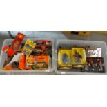 Two plastic boxes of assorted diecast model vehicles all appearing in original boxes, to include: