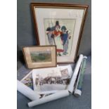 Box of assorted posters and furnishing pictures. (B.P. 21% + VAT)