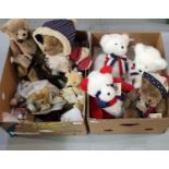 Two boxes of Boyds The Head Bean Collection and other teddy bears. (B.P. 21% + VAT)