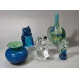 Collection of Mdina and other Art glass items; animals, lollipop vase etc. (5) (B.P. 21% + VAT)