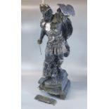 Spelter figure of a Roman or Greek warrior. 66cm high approx. (B.P. 21% + VAT)