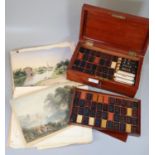 Late 19th century mahogany artist's paint box, the interior revealing watercolour blocks with