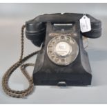 Vintage bakelite telephone, the dial marked 'Milford on Sea'. (B.P. 21% + VAT)