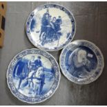 Three blue and white Dutch pottery plates; two Delfts Blauw Chemkefa and one Royal Sphinx. (3) (B.P.
