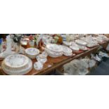 Six trays of Royal Albert English bone china 'Dimity Rose' design items to include; lidded tureen,
