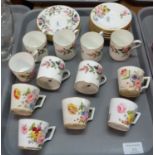 Wedgwood bone china 'Hathaway Rose' coffee cans and saucers, together with 19th century Derby cups