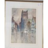 Harry Woods RA (British 1841-1921), 'A Rainy day in Warrington', signed. Watercolours. 38x26cm