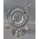 Modern chrome finish armillary globe on circular stepped stand. (B.P. 21% + VAT)