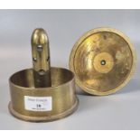 Trench Art, pair of heavy brass candle holders with pierced bullet shaped removable shades. (2) (B.