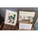 Two boxes of assorted furnishing prints and other pictures, etchings etc. (B.P. 21% + VAT)