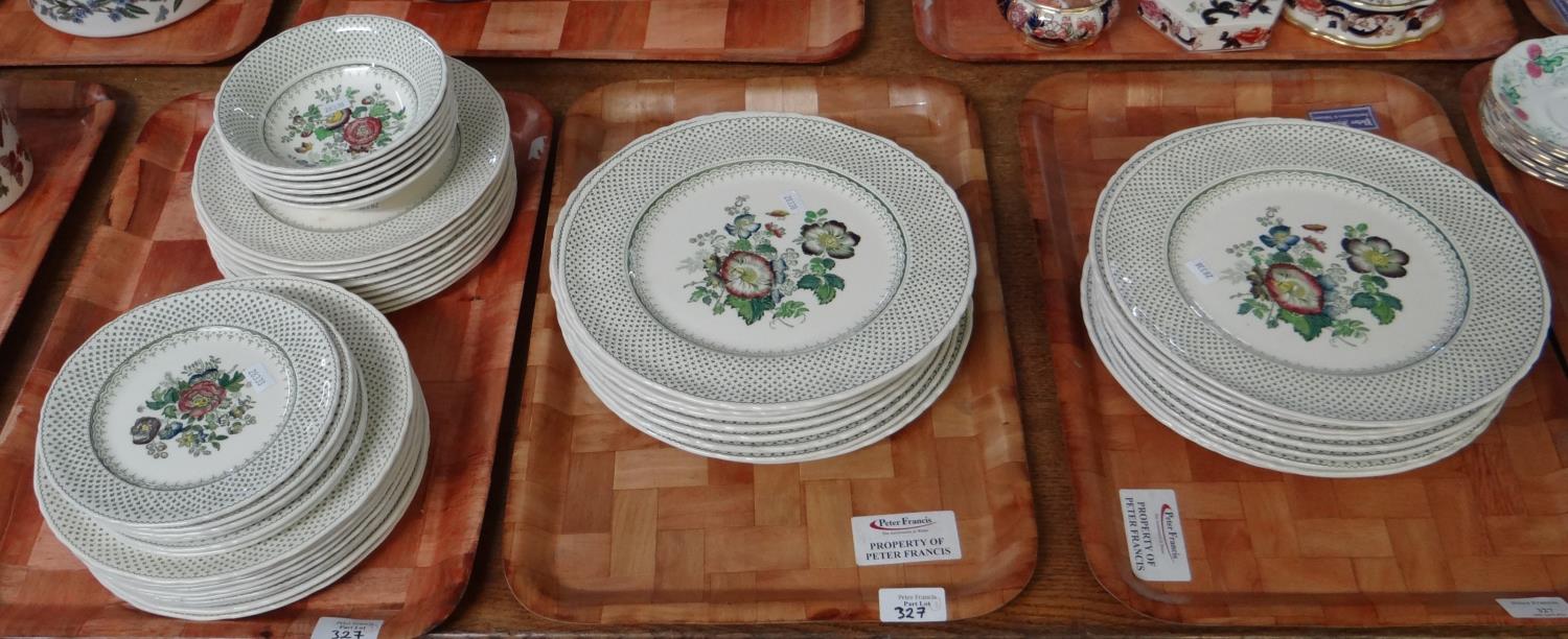 Three trays of Mason's Ironstone 'Paynsley' pattern items to include: dinner plates, various other