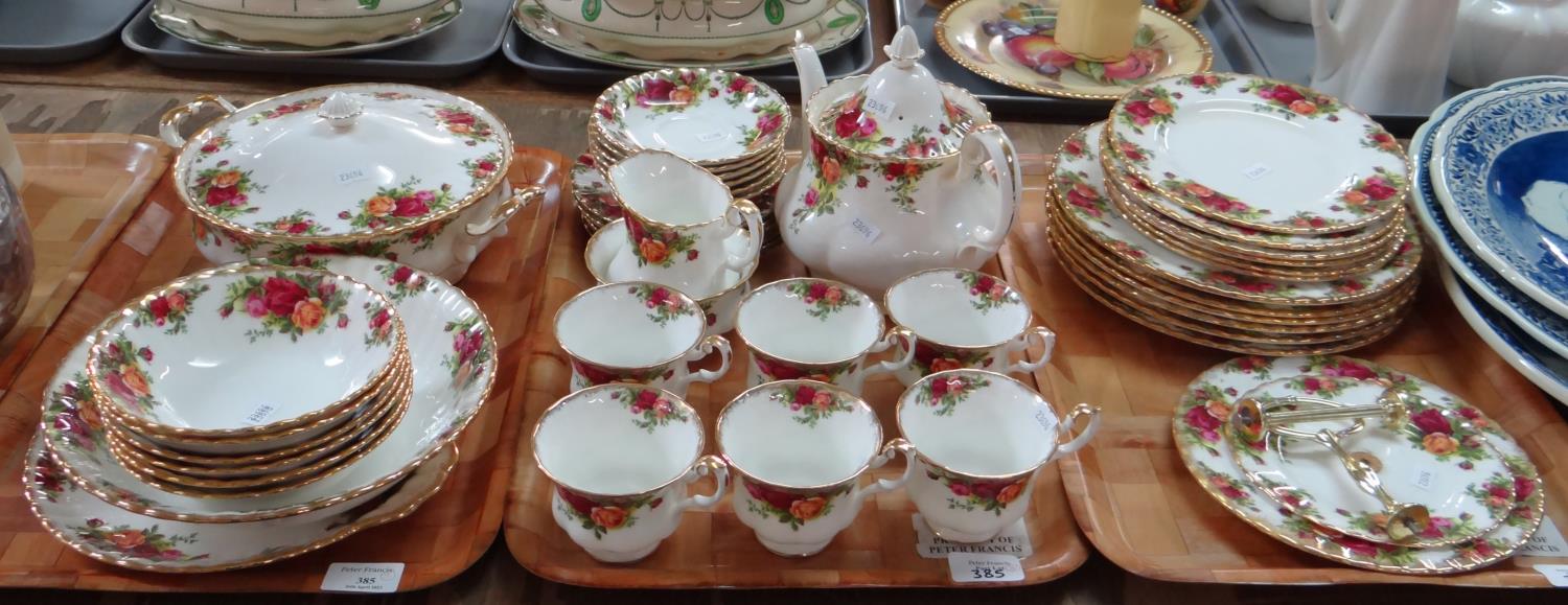 Three trays of Royal Albert 'Old Country Roses' English bone china design items to include: