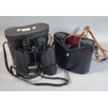 Pair of Asahi Pentax 8x40 wide field binoculars in original case together with a pair of Prinz