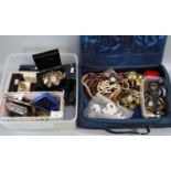 Collection of oddments, mainly costume jewellery, watches and watch parts, bracelets, brooches,