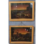Pair of sepia hunting prints. 44x61cm approx. Framed and glazed. (B.P. 21% + VAT)