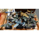 Collection of model diecast planes on plastic bases, to include: the defeat of Germany Hawker
