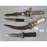 Collection of theatrical and other knives, to include: Italian Grisbi survival knife, Middle Eastern