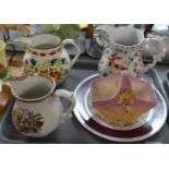 Collection of ceramics, to include: 19th century Staffordshire jug with moulded decoration of a