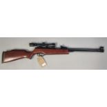 SMK X536-1 .22 calibre underlever air rifle with BSA 4X32 telescopic sight, 3/4 stock and rubber