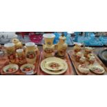 Three trays of Aynsley 'Orchard Gold' design items, various to include: table lamp, trinket boxes,