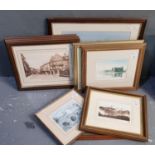 Group of assorted prints and watercolours of local topographical interest. Framed. (9) (B.P. 21% +