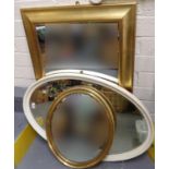 Modern gilt framed mirror of rectangular form together with two oval mirrors. (3) (B.P. 21% + VAT)