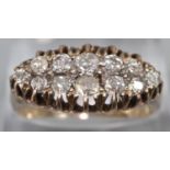 Diamond boat shaped cluster ring set in 18ct gold. Ring size S. Approx weight 2.9 grams. (B.P. 21% +