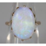 9ct gold opal ring, size J, 3.5g approx. (B.P. 21% + VAT)