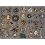 Collection of vintage and other brooches, to include: Isle of Man, Stag's Head, other animals