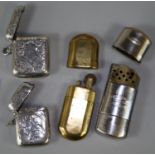 Two similar silver vesta cases together with two vintage lighters. (B.P. 21% + VAT)