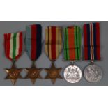 Group of WWII War Medals, to include: 1939-45 War Medal, Defence Medal, 1939-45 Star, Africa Star