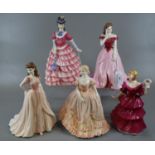 Three Coalport bone china figurines, to include: 'Sarah', 'Ladies of Fashion Jaqueline' and 'Louisa'