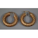 Pair of 9ct gold hoop earrings, 4.7g approx. (B.P. 21% + VAT)