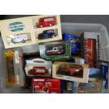 Box of assorted mainly Corgi diecast model vehicles in original boxes together with a Dinky