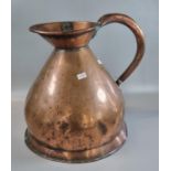 Copper conical shaped two gallon measure with loop handle and lead excise mark. 31cm high approx. (