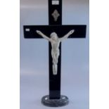20th century slate, marble and composition crucifix. 71cm high approx. (B.P. 21% + VAT)
